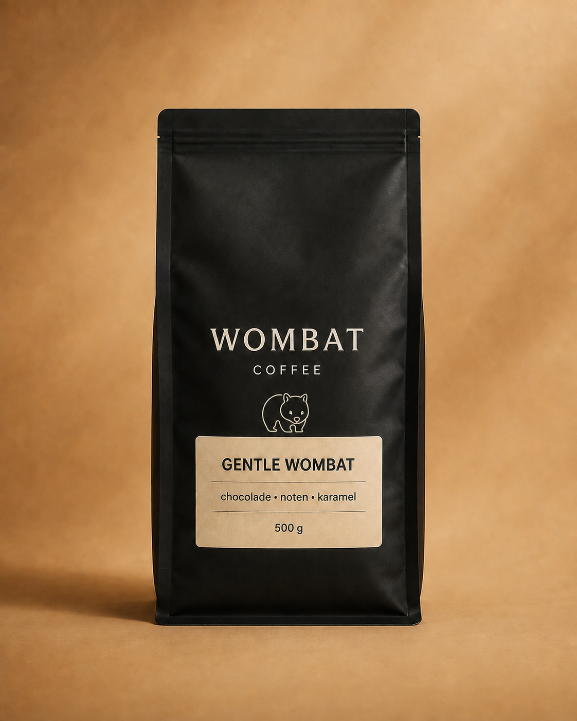 Gentle Wombat-koffie van 500 gram met het Wombat-logo